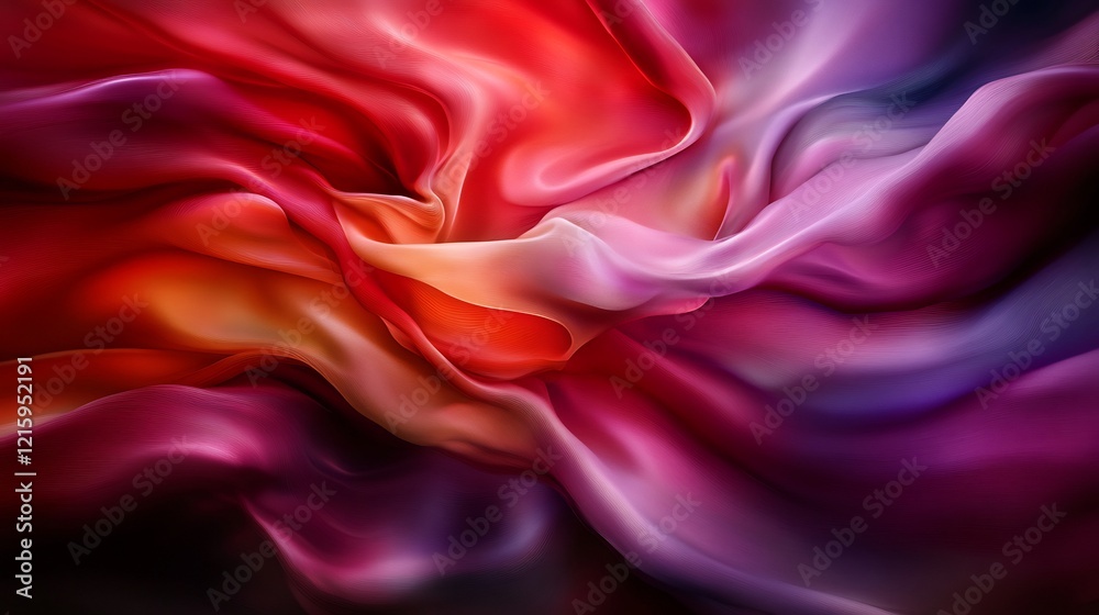 Fototapeta premium Abstract Swirling Silk: A Symphony of Crimson, Purple, and Gold