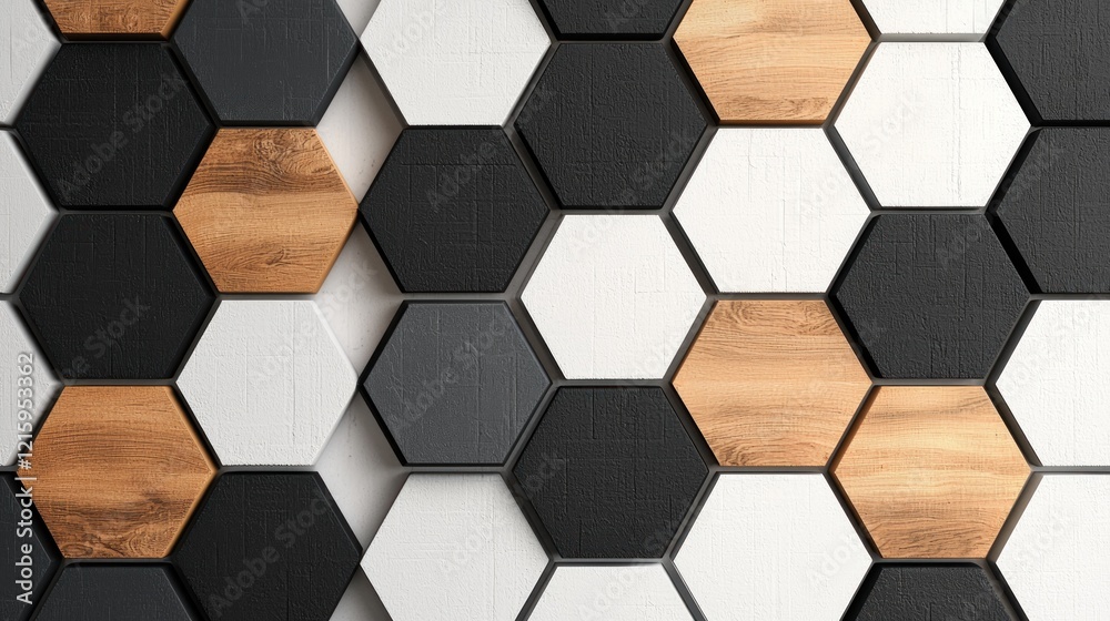Hexagon wood wall panel texture background design Hexagon wood wall panel texture background design