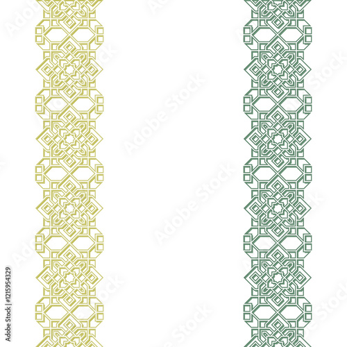 Islamic Ornament with Silhouette and Stroke Textured on Green Pastel Color Theme