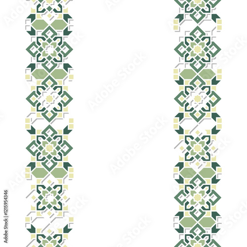 Islamic Vertical Ornament with Textured on Green Pastel Color Theme