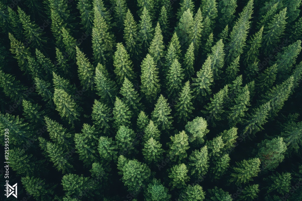 Aerial view of evergreen forest, lush canopy, texture, nature background, website banner Aerial view of evergreen forest, lush canopy, texture, nature background, website banner