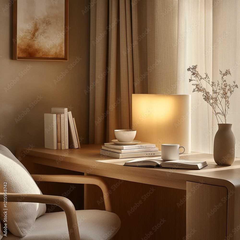 Cozy Modern Desk in a Bedroom Corner with a Warm, Inviting Feel Cozy Modern Desk in a Bedroom Corner with a Warm, Inviting Feel