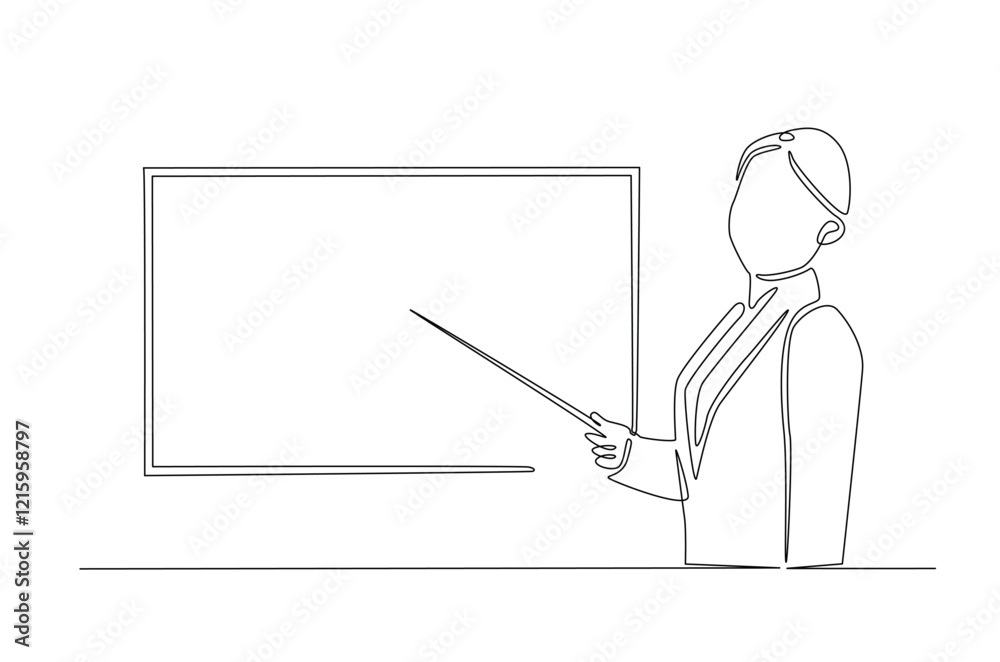 businesswoman doing presentation with whiteboard in continuous one line drawing. Teacher and whiteboard in single line art illustration. Editable vector. businesswoman doing presentation with whiteboard in continuous one line drawing. Teacher and whiteboard in single line art illustration. Editable vector.
