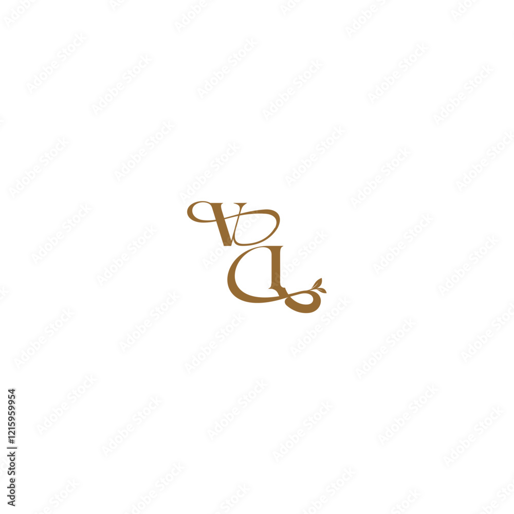initial leaf line VI monogram wedding concept letter modern organic logo initial leaf line VI monogram wedding concept letter modern organic logo