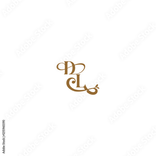 modern organic logo DL initial leaf line monogram wedding concept letter