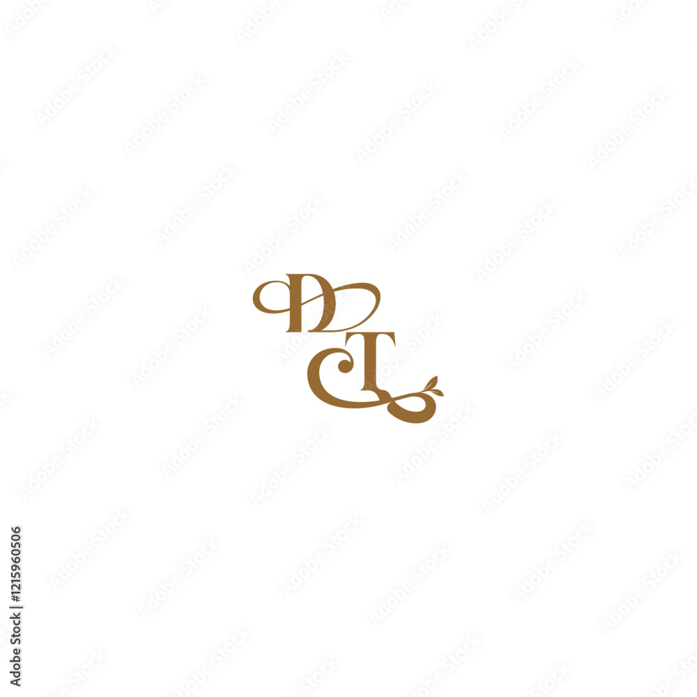 modern organic logo DT initial leaf line monogram wedding concept letter modern organic logo DT initial leaf line monogram wedding concept letter
