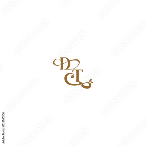 modern organic logo DT initial leaf line monogram wedding concept letter