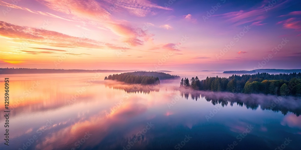 Fototapeta premium High-resolution drone photo: serene pastel peach and lavender gradient, creating a calming, soft background.