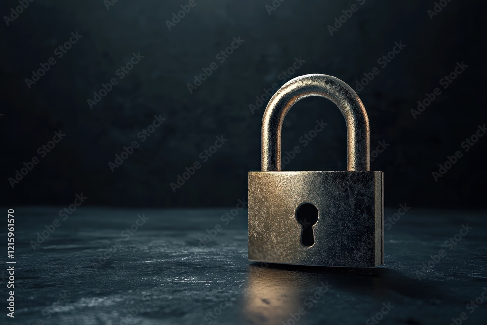 Fototapeta premium Secrecy, Enigma, Mystery: A Rusty Padlock in the Dark