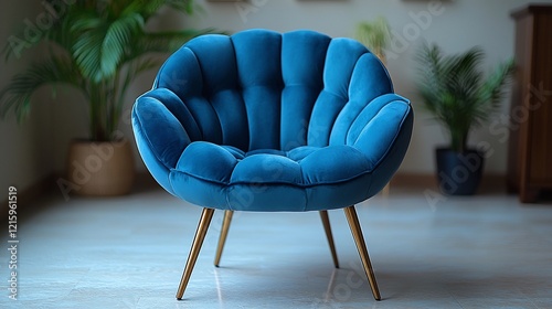 Elegant Teal Velvet Armchair in Modern Interior photo