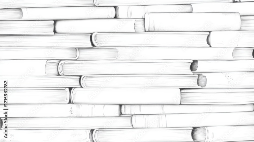 Fototapeta premium Stacked Bookshelf A Monochromatic Study in Lines and Form