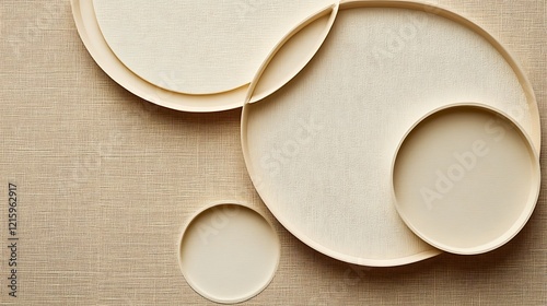 Abstract Beige Decorative Plates on Textured Background