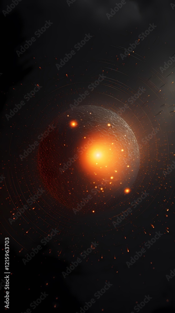 Fototapeta premium digital technology orange gradient abstract sun poster background