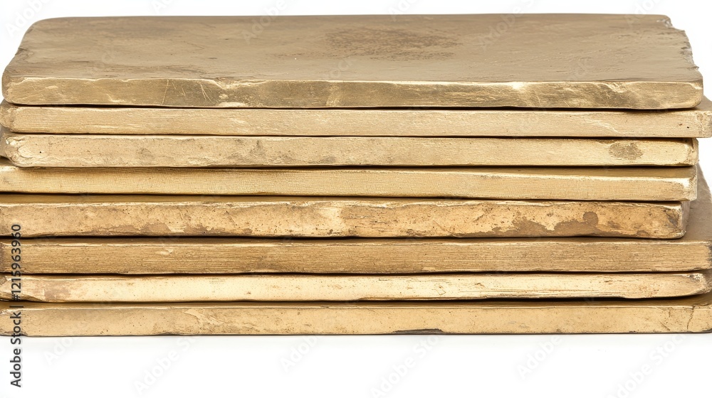 Stacked Gold Rectangular Plates, Golden Rectangular Objects Stacked Gold Rectangular Plates, Golden Rectangular Objects