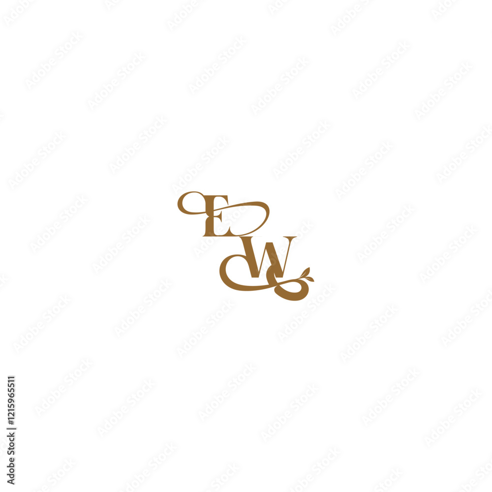 modern organic logo EW initial leaf line monogram wedding concept letter modern organic logo EW initial leaf line monogram wedding concept letter
