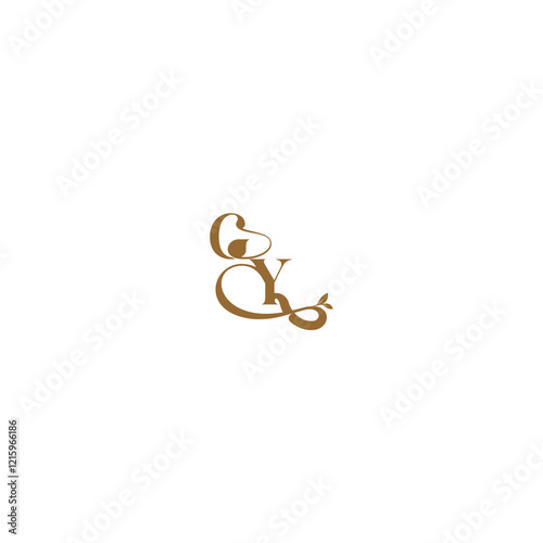 modern organic logo monogram wedding concept letter initial leaf line GY