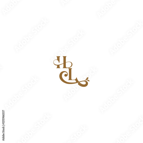 modern organic logo monogram wedding concept letter initial leaf line HL