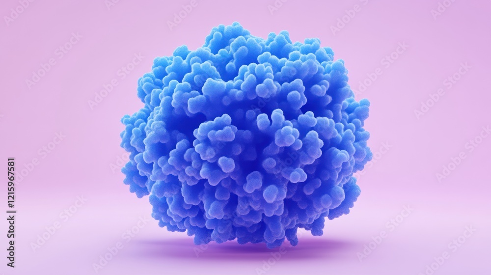 Fototapeta premium Blue Protein Structure Render Pastel Background 3D Model