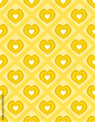 Yellow love hearts seamless pattern. Valentine's day background. romantic repeated texture for greeting cards and wrapping paper