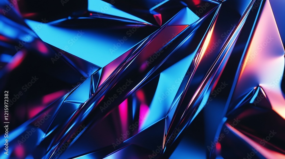 custom made wallpaper toronto digitalAbstract blue and purple metallic crystal surface.