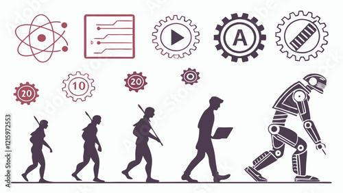 Flat Icons Silhouettes for AI Machine Learning, Robotics, and Neural Networks