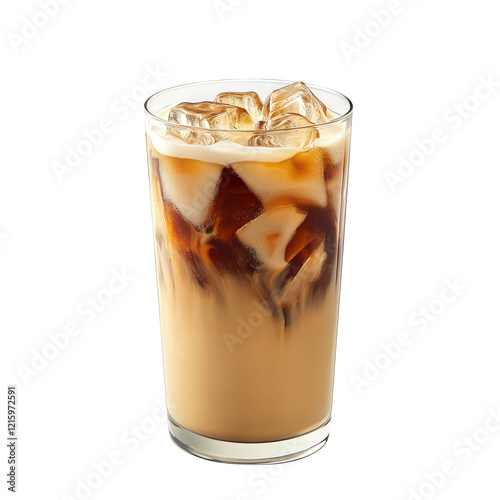 Iced Coffee with Milk | Refreshing Cold Drink, Creamy Swirls, Ice Cubes