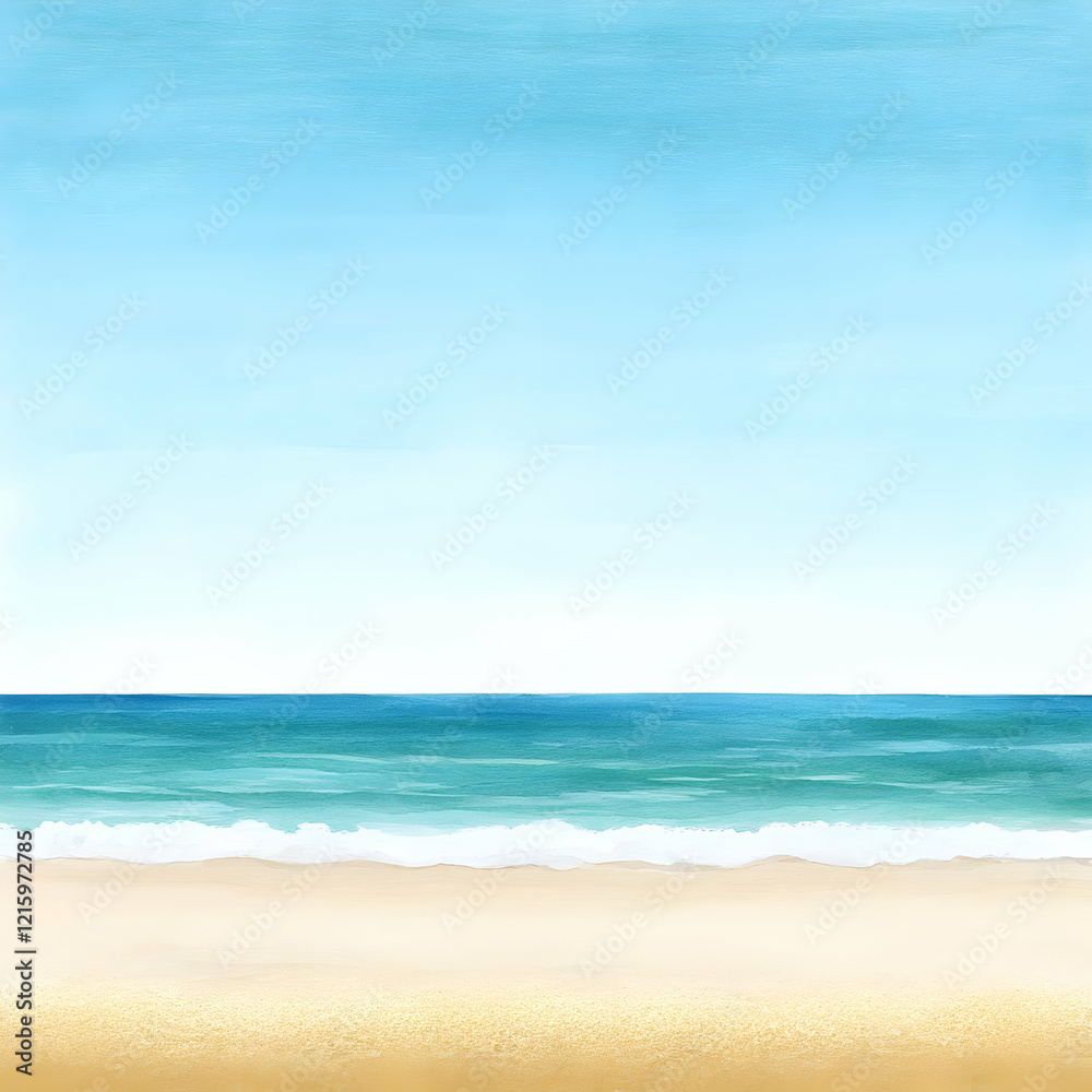 Fototapeta premium Beach Background Illustration Summer Ocean Waves Sand