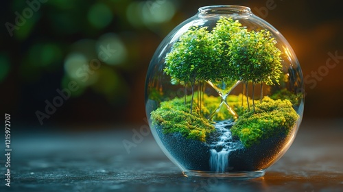 Wallpaper Mural Miniature forest ecosystem in glass globe, dark background. Torontodigital.ca
