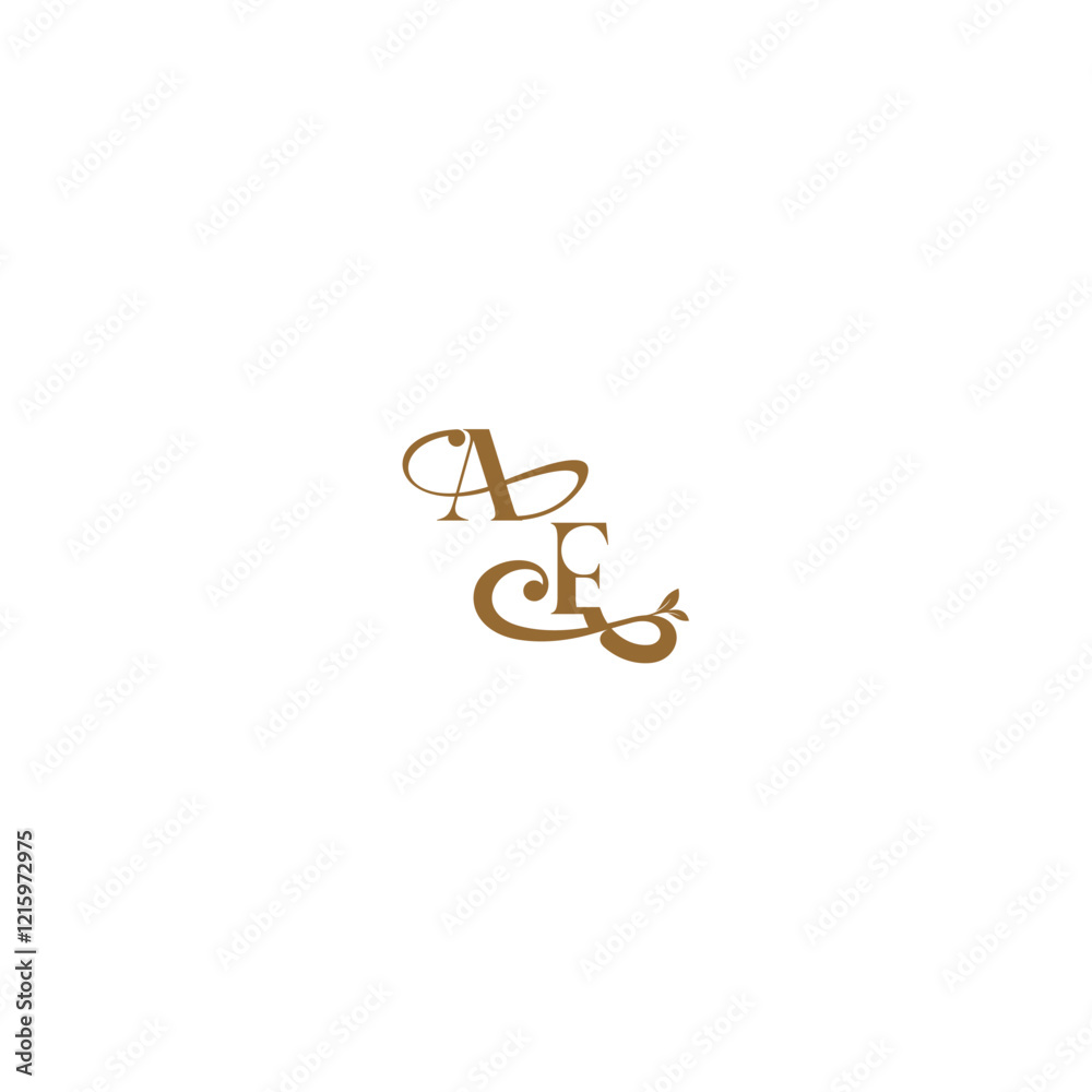 monogram wedding concept initial leaf line AF modern organic logo letter monogram wedding concept initial leaf line AF modern organic logo letter