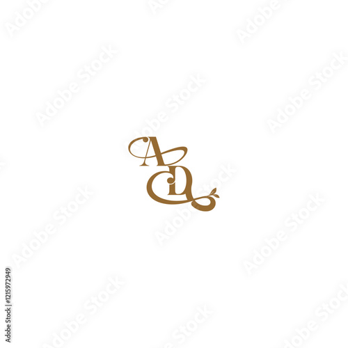 monogram wedding concept initial leaf line AD modern organic logo letter