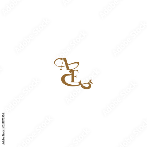 monogram wedding concept initial leaf line AE modern organic logo letter