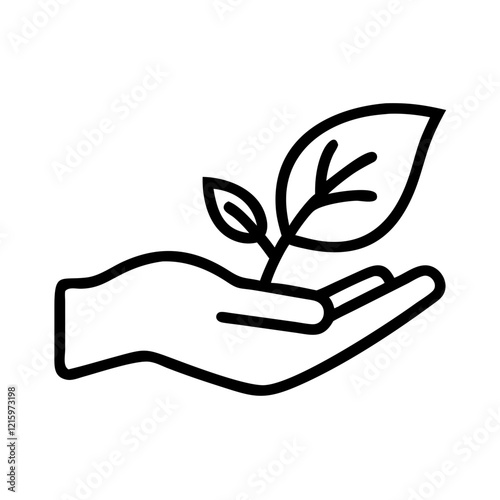 leaf on the hand icon design