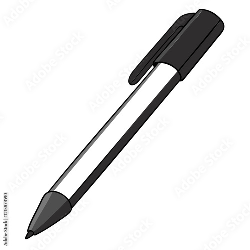 Pen Black Vector Silhouette isolated on a transparent background
