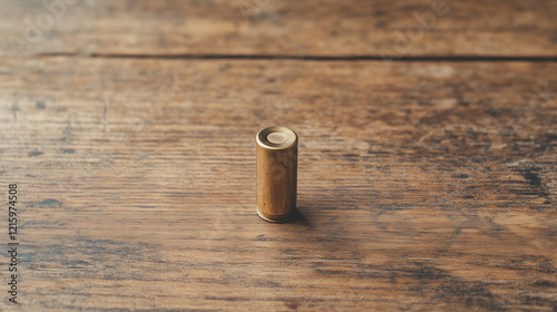Brass Cartridge on Wood:  A...