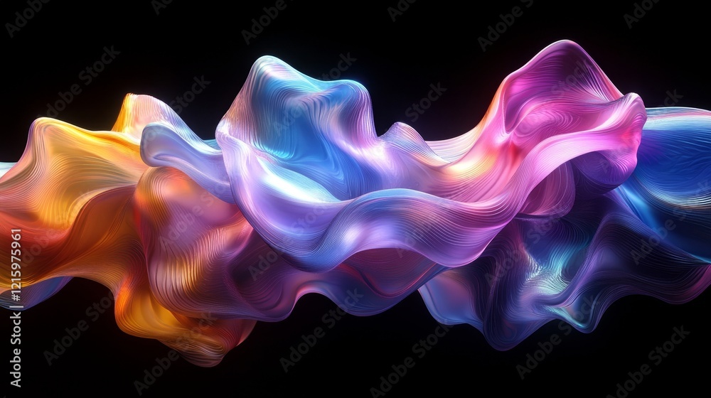 Abstract waves, iridescent design, 3d render, Generative AI Abstract waves, iridescent design, 3d render, Generative AI