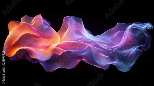 Abstract waves, iridescent design, 3d render, Generative AI