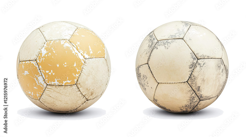 Vintage Soccer Balls on Clear Background Generative AI