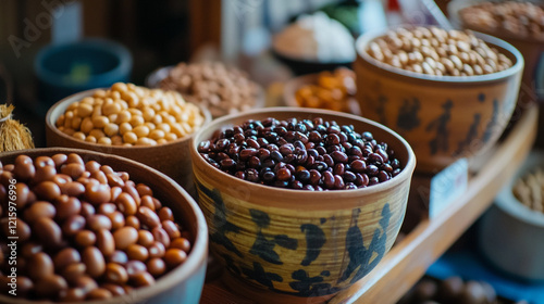 Traditional Setsubun celebration featuring a variety of beans for warding off evil spirits photo