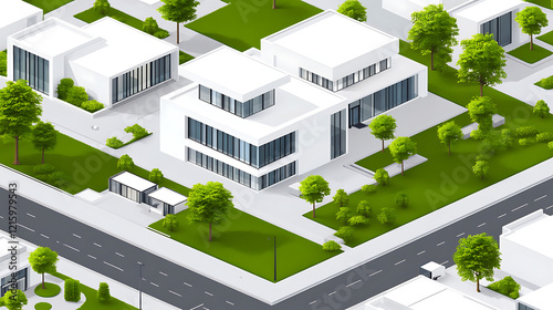 Set of modern isometric buildings and houses for sites and games. photo