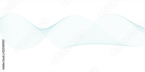 Abstract wave element for design. Digital frequency track equalizer. Stylized line art background. Vector illustration. Wave with lines created using blend tool. Curved wavy line, smooth stripe.