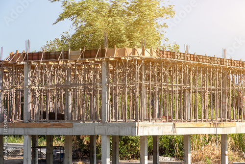 Construction of a multi-storey house, The house is under construction,The house structure is strong.