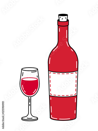 Bottle of wine with glass