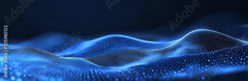 Abstract Blue Gradient Wave Background with Dotted Patterns for Modern Designs