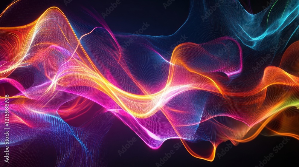 Fototapeta premium Abstract Colorful Waves: A Symphony of Light and Color