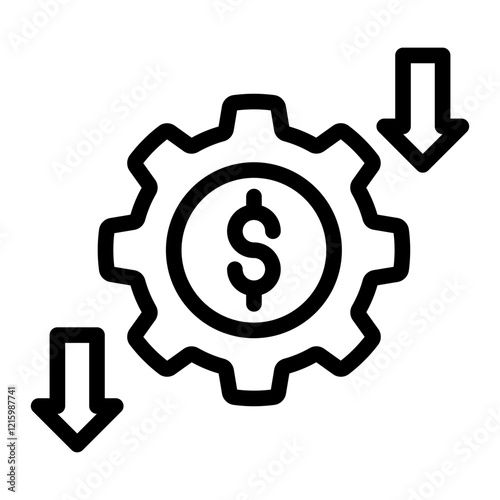 economy gear down outline style