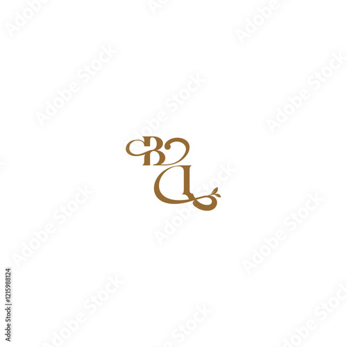 monogram wedding concept initial leaf line BI modern organic logo letter