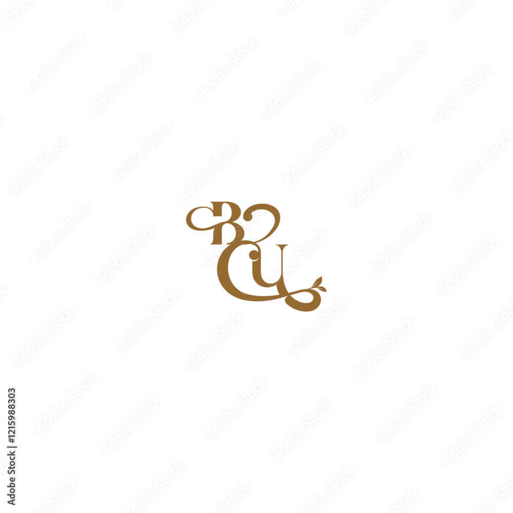 monogram wedding concept initial leaf line BU modern organic logo letter monogram wedding concept initial leaf line BU modern organic logo letter