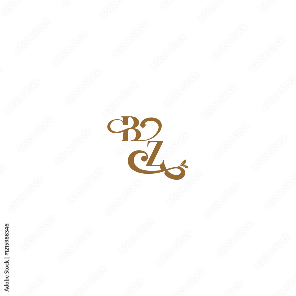 monogram wedding concept initial leaf line BZ modern organic logo letter monogram wedding concept initial leaf line BZ modern organic logo letter