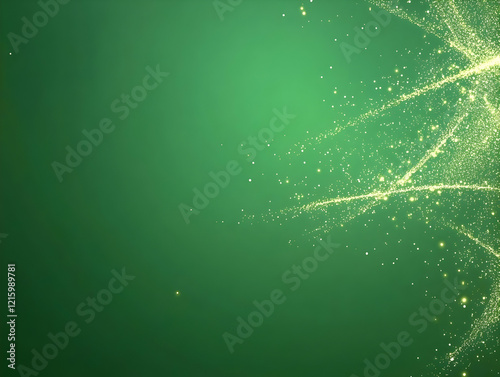 Green Abstract Background with Gold Sparkle