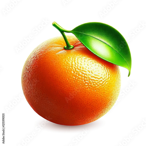Vector illustration of tangerine. One tangerine or orange with leaf isolated on white background with clipping mask.